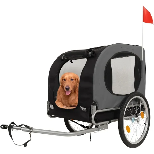 Water Resistant Steel Dog Bike Trailer with Universal Bicycle Coupler